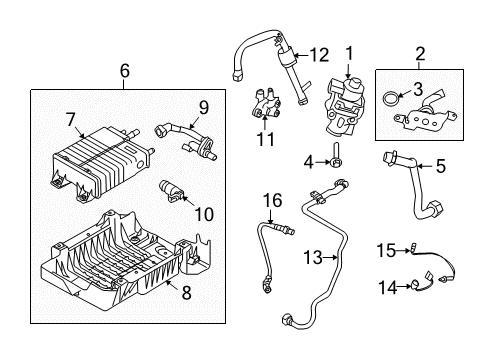 2009 Mercury Mariner Emission Components Vapor Canister Diagram for 9L8Z-9D653-D