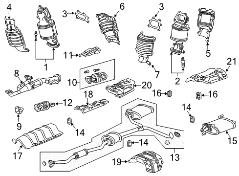 2005 Acura TL Exhaust Components Rubber, Exhaust Mounting Diagram for 18215-SEP-A01