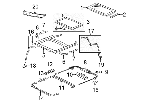 2008 Honda CR-V Sunroof Switch Assy., Sunroof & Map Light *NH302L* (PALE QUARTZ) Diagram for 35830-TA0-A01ZE