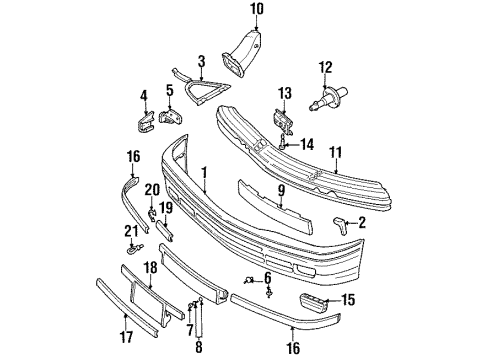 1992 BMW 325i Front Bumper Cover Diagram for 51111960279