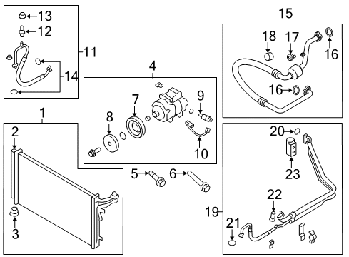 2017 Genesis G80 A/C Condenser, Compressor & Lines Compressor Assembly Diagram for 97701-B1200