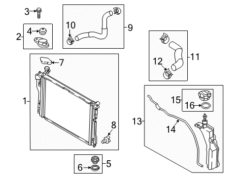 2016 Hyundai Genesis Radiator & Components Bracket Assembly-Radiator Mounting, Upper Diagram for 25333-B1000