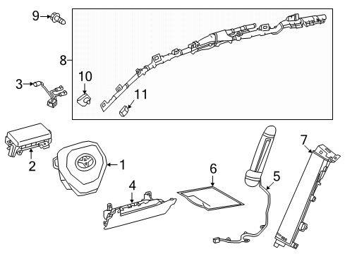 2020 Toyota Corolla Air Bag Components Spiral Cable Set Diagram for 84308-0R030
