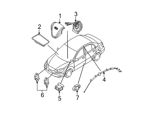 2008 Hyundai Accent Air Bag Components Curtain Air Bag Module, RH Diagram for 85020-1E000