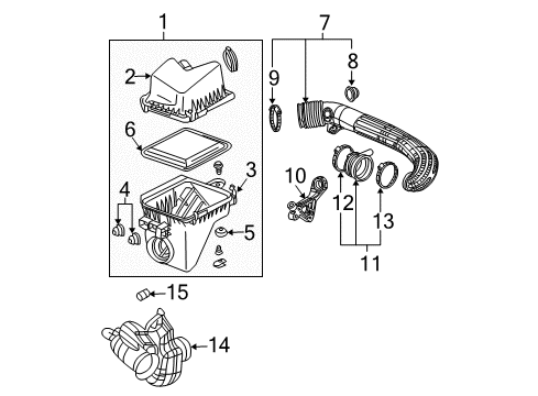 2006 Saturn Vue Filters Seal Asm, Air Cleaner Outlet Duct Diagram for 22710603