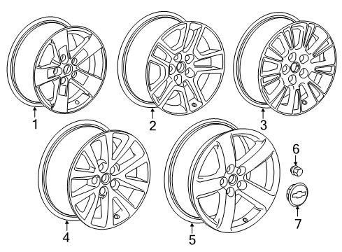2013 Chevrolet Malibu Wheels Wheel, Alloy Diagram for 9598668