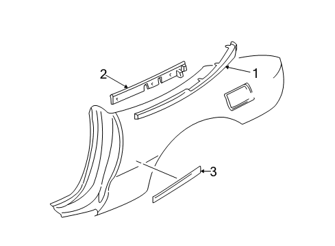 1999 Chevrolet Cavalier Exterior Trim - Quarter Panel Molding Asm-Rear Quarter Center Front <Use 1C4N*Gold Diagram for 22606247