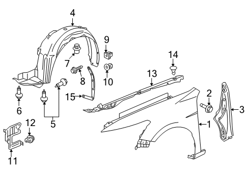 2012 Acura ZDX Fender & Components Fender, Right Front (Inner) Diagram for 74101-SZN-A00