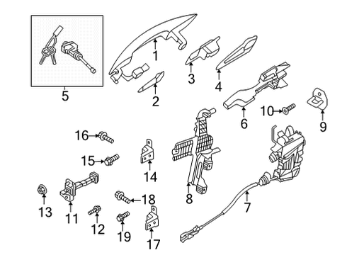 2021 Hyundai Elantra Front Door Key & Cylinder Set-Lock Diagram for 81905-AA110