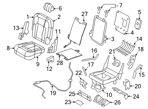 2013 Lincoln Navigator Rear Seat Components Strut Diagram for 7L1Z-78624B74-A