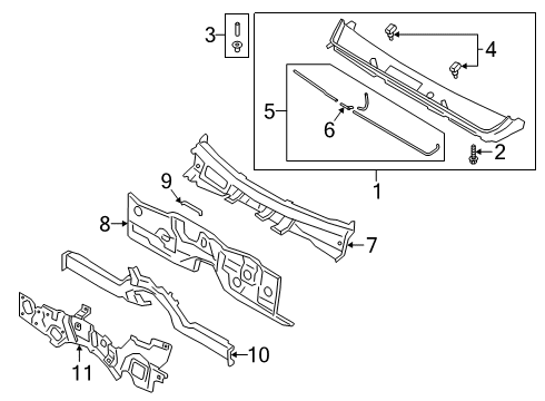 2020 Kia K900 Cowl Cover Assy-Cowl Top Diagram for 86150J6000