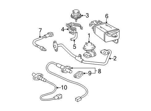 2003 Toyota Tacoma Emission Components Valve Sub-Assy, Ventilation Diagram for 12204-62010