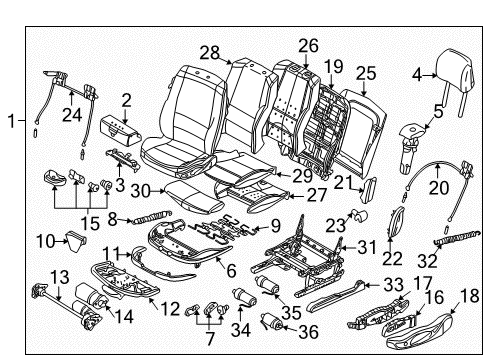 2002 BMW 325Ci Power Seats Set Of Fittings For Seat Shell Diagram for 52108240499