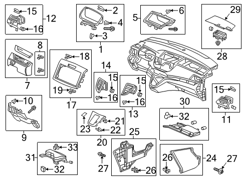 2016 Honda CR-V Cluster & Switches, Instrument Panel Clip, Snap Fitting (Po) (Orange) Diagram for 90666-TA0-A21