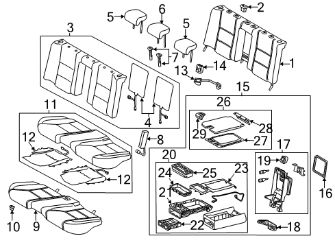 2013 Lexus GS450h Rear Seat Components Rear Seat Center Armrest Cup Holder Sub-Assembly Diagram for 72806-30120-C0