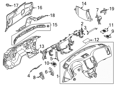 2006 Infiniti FX35 Cluster & Switches, Instrument Panel Stay Assy-Instrument, Driver Front Diagram for 68170-AM600