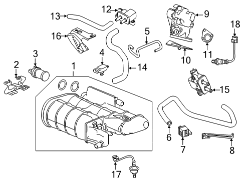 2014 Honda Accord Emission Components Tube, Drain Diagram for 17372-T3W-A01