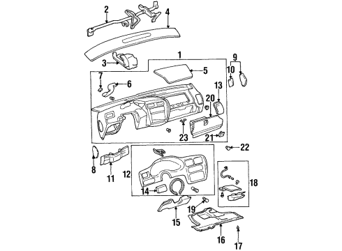 1997 Oldsmobile Cutlass Supreme Instrument Panel Side Trim Clip Diagram for 11610086