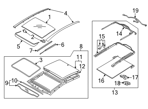 2017 Kia Optima Sunroof Cover-PANORAMAROOF Folding Diagram for 81673D4000