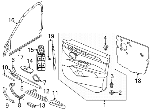 2016 BMW X1 Front Door Armrest, Left Diagram for 51417417527