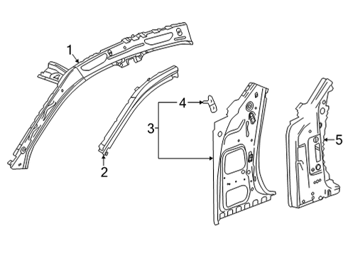 2020 Cadillac CT5 Hinge Pillar Weatherstrip Pillar Reinforcement Diagram for 84612734