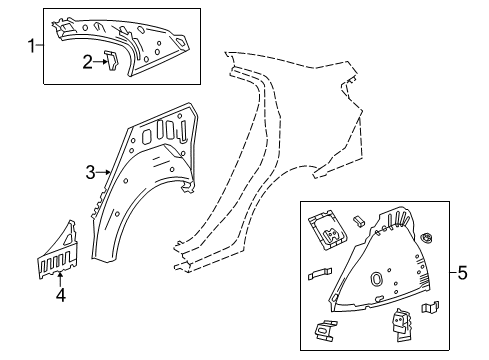 2015 Chevrolet Sonic Inner Structure - Quarter Panel Inner Wheelhouse Diagram for 95231604