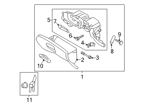 2009 Kia Sedona Glove Box Panel Assembly-Lower Crash Pad, RH Diagram for 84760-4D000-CS