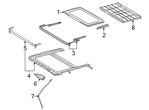 2008 Toyota Solara Sunroof Motor & Gear Diagram for 63260-AA030