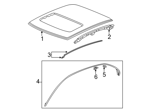 2004 Honda Civic Roof & Components, Exterior Trim Molding Assy., R. Drip Roof Diagram for 72420-S5D-A11