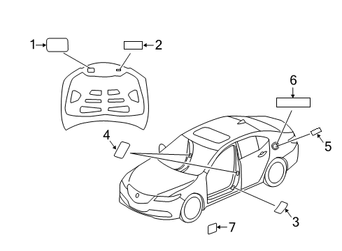 2016 Acura TLX Information Labels Label, Fuse Diagram for 38205-TZ3-A01