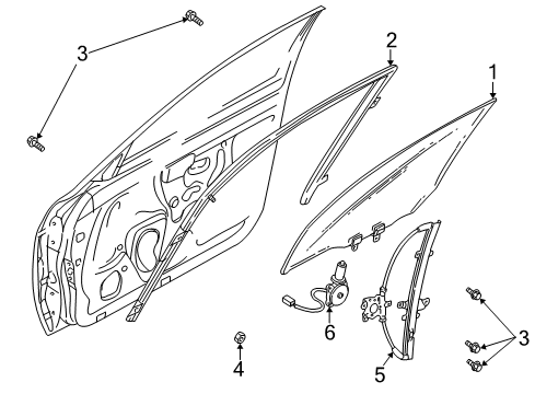 1999 Nissan Altima Front Door Glass Run Rubber-Front Door LH Diagram for 80331-0Z801