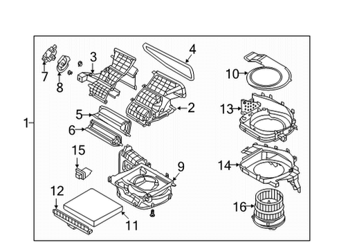 2021 Hyundai Santa Fe Blower Motor & Fan Blower Unit Diagram for 97100-S2EA0