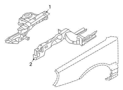 2005 Kia Amanti Structural Components & Rails Member Assembly-Front Side Diagram for 646023F100