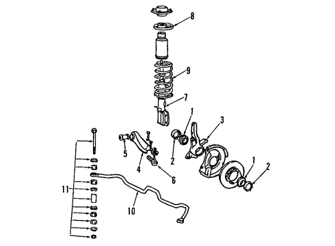 1984 Plymouth Colt Front Suspension Components, Lower Control Arm, Stabilizer Bar, Wheels STRUT Bar Repair Kit Diagram for MB109460