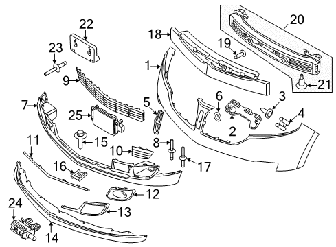 2011 Lincoln MKX Front Bumper Fog Lamp Bezel Diagram for BA1Z-17E810-B