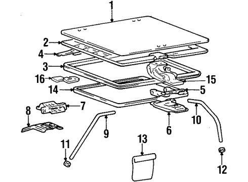 1999 Hyundai Accent Sunroof Hinge Assembly-Sunroof Frame RH Diagram for 81622-23000