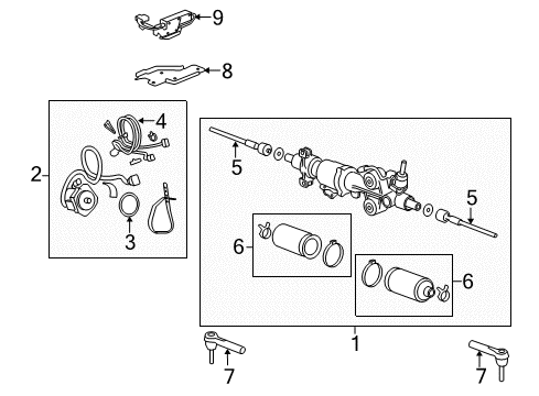 2013 GMC Sierra 1500 P/S Pump & Hoses, Steering Gear & Linkage Inner Tie Rod Diagram for 15895647