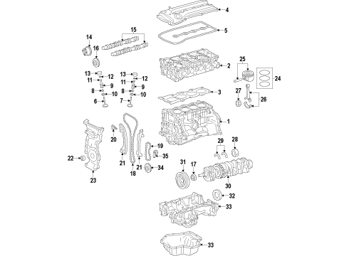 2012 Nissan Versa Engine Parts, Mounts, Cylinder Head & Valves, Camshaft & Timing, Oil Pan, Oil Pump, Crankshaft & Bearings, Pistons, Rings & Bearings, Variable Valve Timing CRANKSHAFT Assembly Diagram for 12201-ED81A