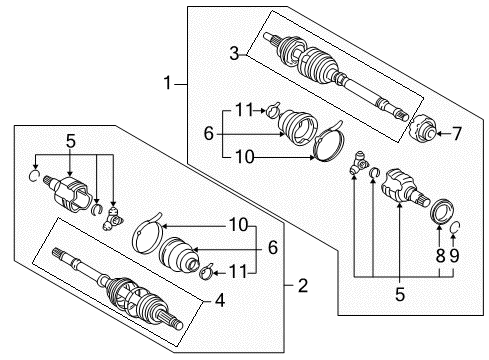 2002 Toyota Prius Drive Axles - Front Outer Joint Assembly Diagram for 43470-49078