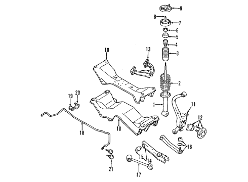 1998 Eagle Talon Rear Suspension Components, Lower Control Arm, Upper Control Arm, Stabilizer Bar ABSORBER Diagram for MR223972