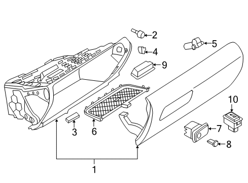 2016 BMW 330e Lift Gate Glove Box Damper Diagram for 51169227250