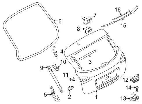 2016 Infiniti QX50 Gate & Hardware Stay Assembly - Back Door, LH Diagram for 90453-1BA3C