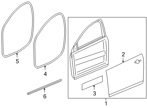 2014 Chevrolet Cruze Front Door Door Weatherstrip Diagram for 95021341