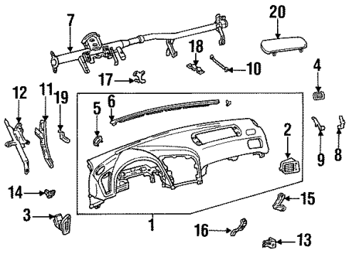 1996 Toyota Celica Instrument Panel Instrument Panel Diagram for 55401-20690-C0