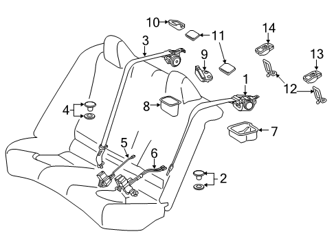 2020 Toyota Camry Rear Seat Belts Outer Belt Assembly Diagram for 73360-06382-A0