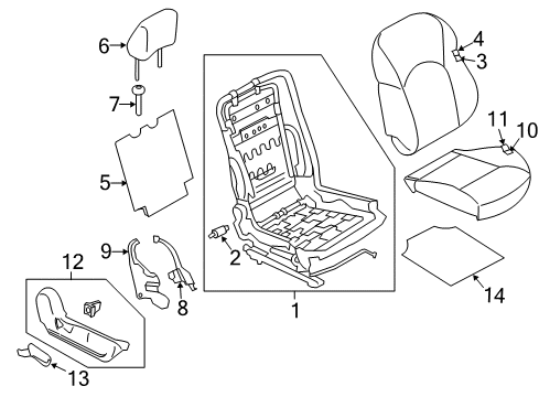 2014 Nissan Juke Passenger Seat Components Pad Assy-Cushion, Front Seat Diagram for 87311-3YW0A