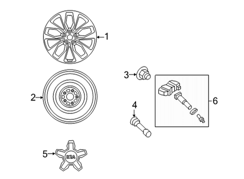 2021 Kia Sorento Wheels Cap Assembly-Wheel Hub Diagram for 52960R5470
