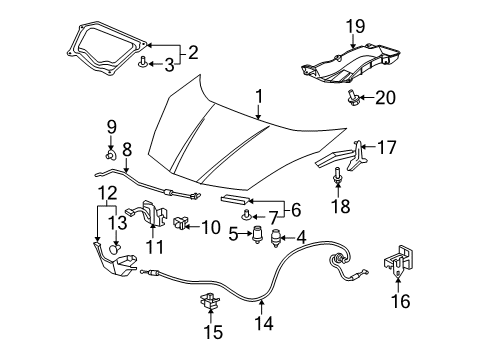 2013 Honda Fit Hood & Components Holder, Rod Diagram for 90602-S2K-003