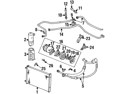 1996 Oldsmobile Aurora A/C Condenser, Compressor & Lines Pulley, A/C Compressor Diagram for 6580044