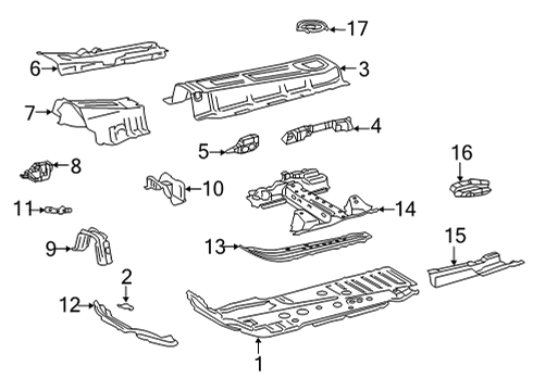 2022 Lexus NX450h+ Floor & Rails Reinforcement, Ctr F Diagram for 57554-42010